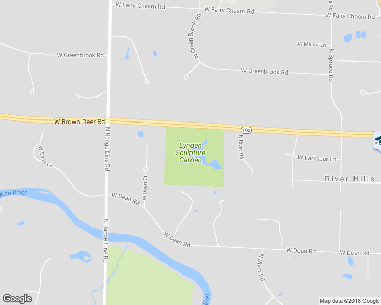 map of restaurants, bars, coffee shops, grocery stores, and more near 2145 West Brown Deer Road in River Hills