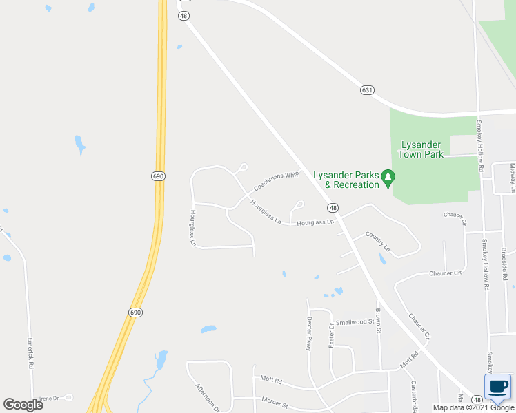map of restaurants, bars, coffee shops, grocery stores, and more near 330 Hourglass Lane in Baldwinsville