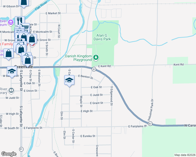 map of restaurants, bars, coffee shops, grocery stores, and more near 820 East Benton Street in Greenville
