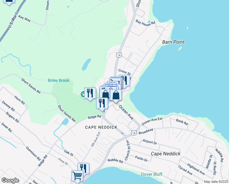 map of restaurants, bars, coffee shops, grocery stores, and more near 4 Main Street in York