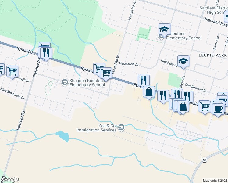 map of restaurants, bars, coffee shops, grocery stores, and more near 14 Serenity Lane in Hamilton