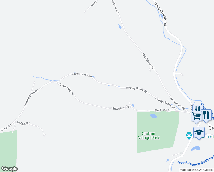 map of restaurants, bars, coffee shops, grocery stores, and more near 667 Hinkley Brook Road in Grafton