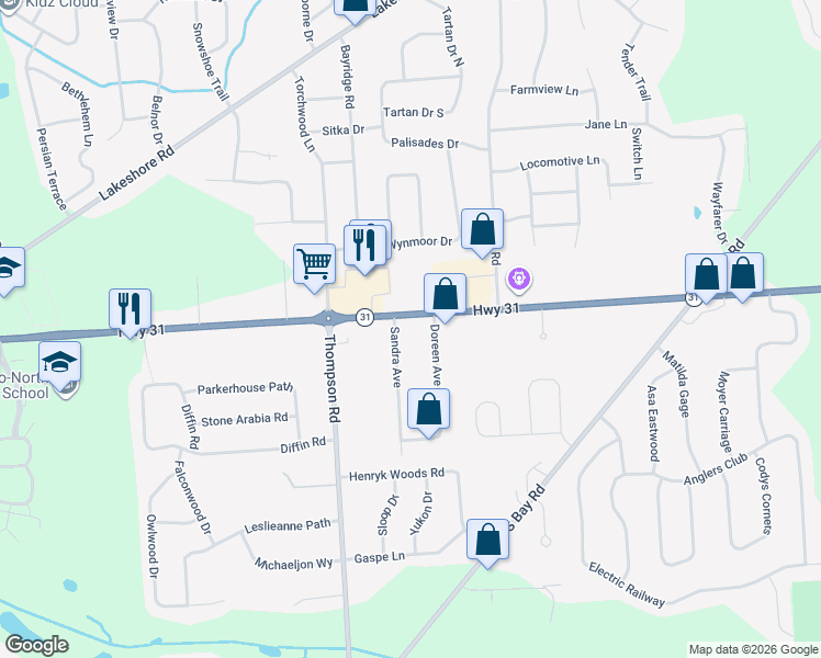 map of restaurants, bars, coffee shops, grocery stores, and more near 6230 New York 31 in Cicero