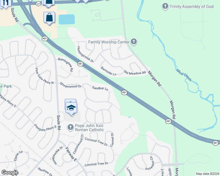 map of restaurants, bars, coffee shops, grocery stores, and more near 4206 Sampan Way in Liverpool