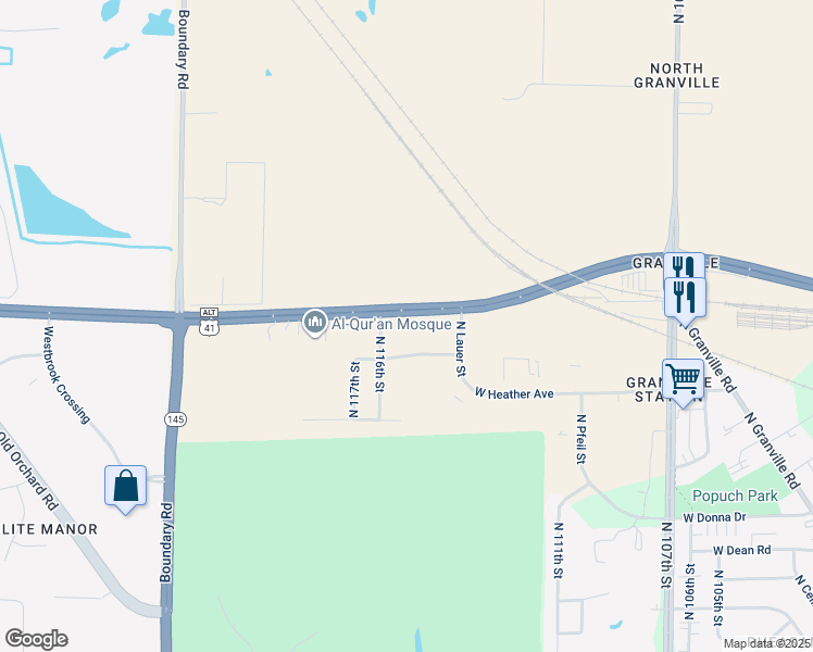 map of restaurants, bars, coffee shops, grocery stores, and more near 11513 West Brown Deer Road in Milwaukee