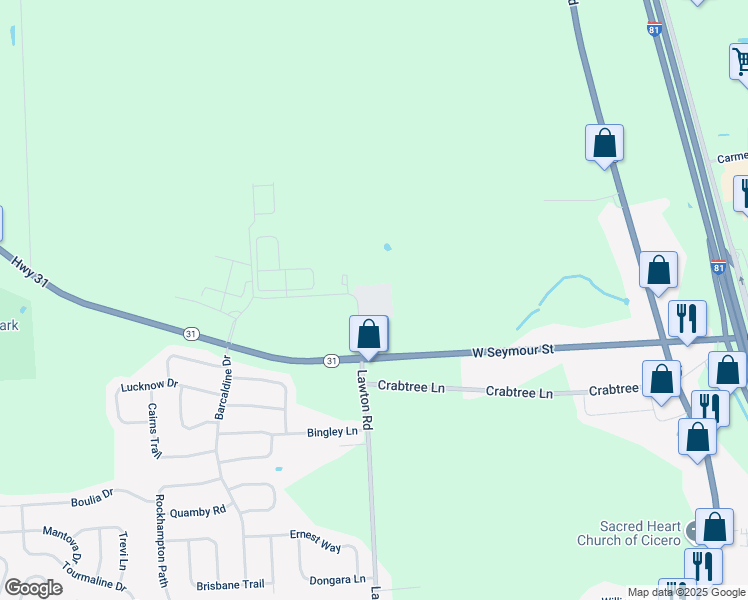 map of restaurants, bars, coffee shops, grocery stores, and more near 5575 Legionnaire Drive in Cicero