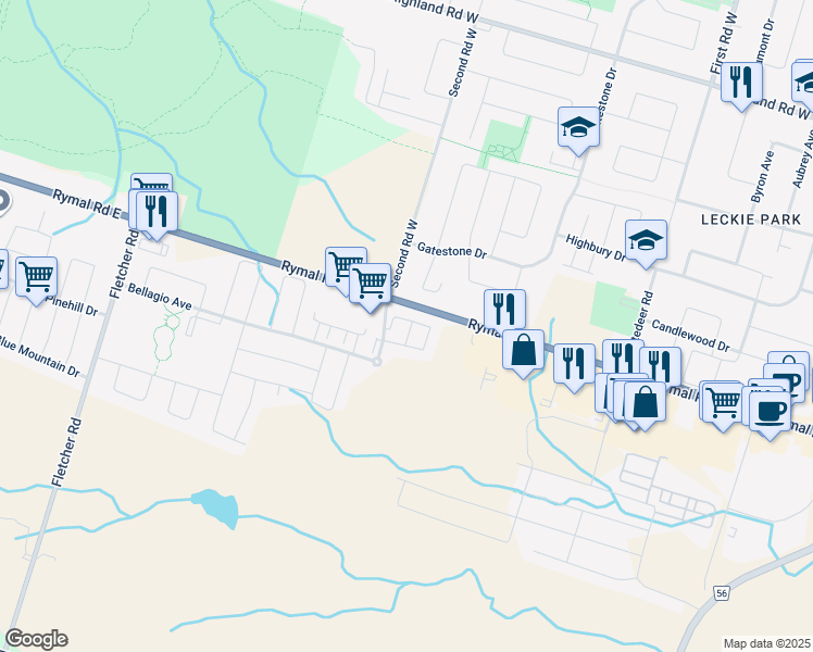 map of restaurants, bars, coffee shops, grocery stores, and more near 4 Memory Lane in Hamilton