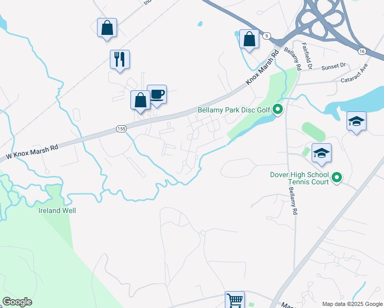 map of restaurants, bars, coffee shops, grocery stores, and more near 323 Marthas Way in Dover