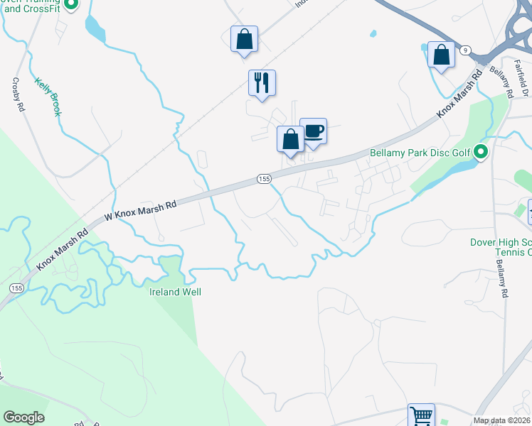 map of restaurants, bars, coffee shops, grocery stores, and more near 1318 Lilac Lane in Dover