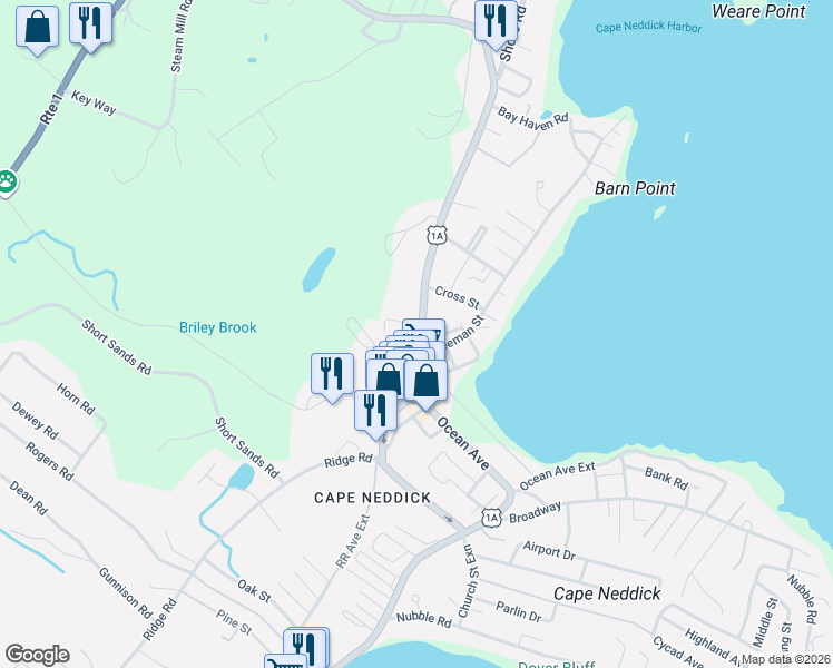 map of restaurants, bars, coffee shops, grocery stores, and more near 30 Main Street in York