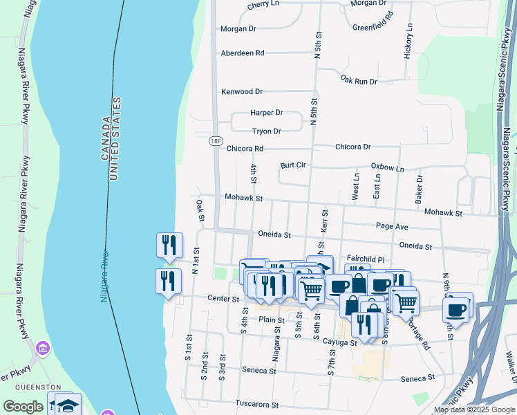 map of restaurants, bars, coffee shops, grocery stores, and more near 360 North 4th Street in Lewiston