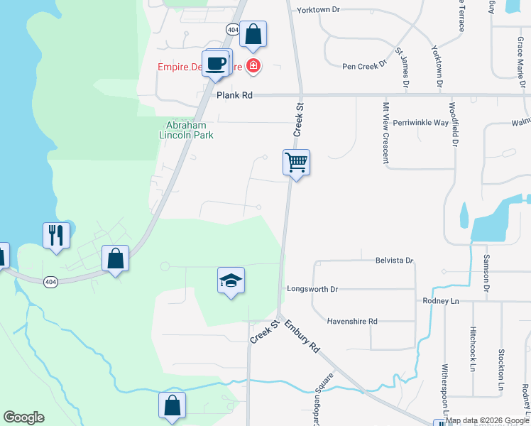 map of restaurants, bars, coffee shops, grocery stores, and more near 98 Littlewood Lane East in Rochester