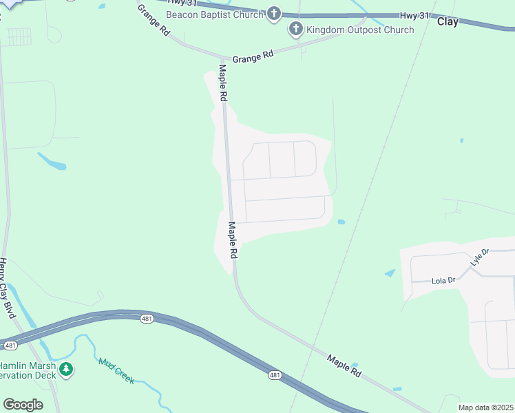 map of restaurants, bars, coffee shops, grocery stores, and more near 4802 Lepinske Farm Place in Clay