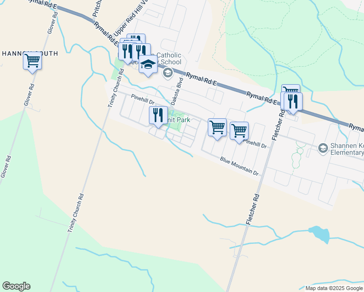 map of restaurants, bars, coffee shops, grocery stores, and more near 91 Periwinkle Drive in Hamilton