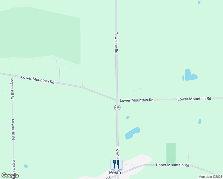 map of restaurants, bars, coffee shops, grocery stores, and more near 2939 Lower Mountain Road in Ransomville