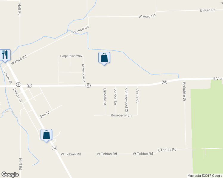 map of restaurants, bars, coffee shops, grocery stores, and more near 1175 West Vienna Road in Clio