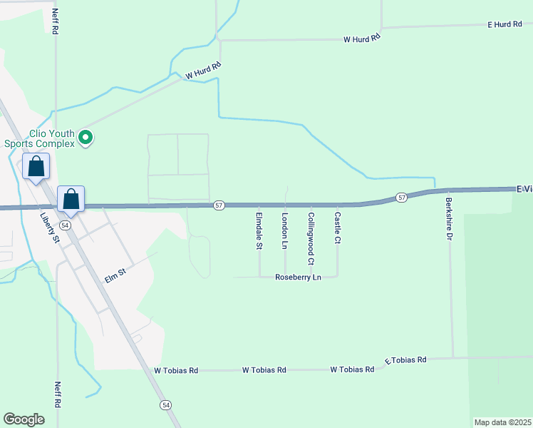 map of restaurants, bars, coffee shops, grocery stores, and more near 1175 West Vienna Road in Clio