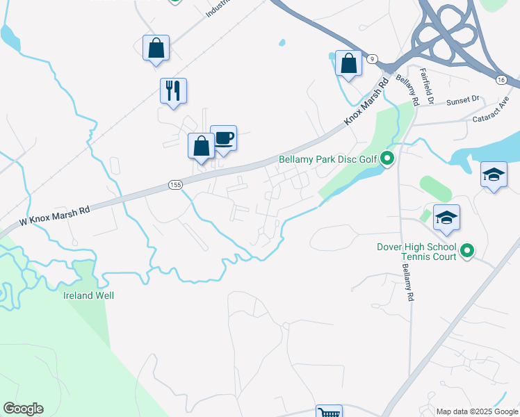map of restaurants, bars, coffee shops, grocery stores, and more near 510 Marthas Way in Dover