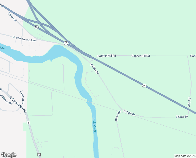 map of restaurants, bars, coffee shops, grocery stores, and more near W3049 East Gate Drive in Watertown