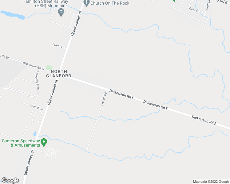 map of restaurants, bars, coffee shops, grocery stores, and more near 8125 Dickenson Road East in Hamilton