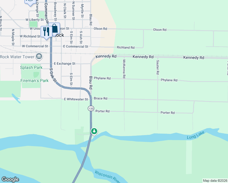 map of restaurants, bars, coffee shops, grocery stores, and more near E2566 Brace Road in Lone Rock