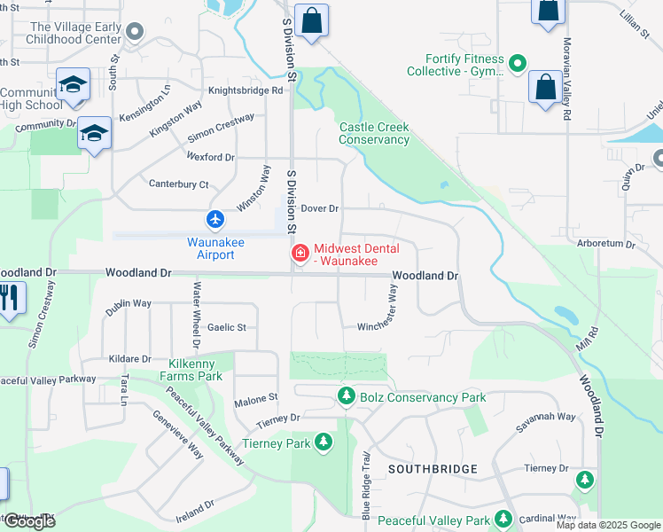 map of restaurants, bars, coffee shops, grocery stores, and more near 1307 Wimbleton Way in Waunakee
