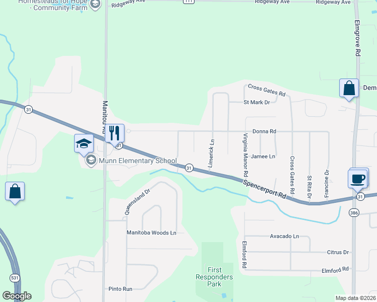 map of restaurants, bars, coffee shops, grocery stores, and more near 12 Crystal Ct in Rochester