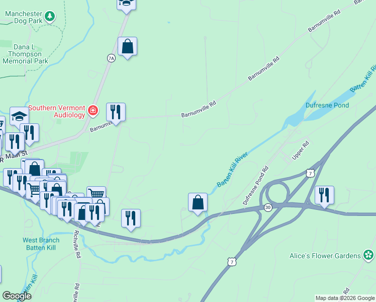 map of restaurants, bars, coffee shops, grocery stores, and more near 201 Hemlock Ridge Road in Manchester
