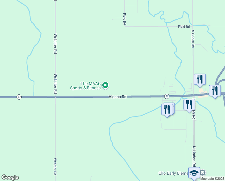 map of restaurants, bars, coffee shops, grocery stores, and more near 5310 West Vienna Road in Clio