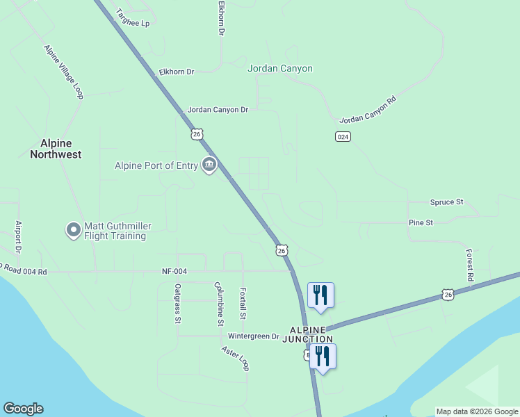 map of restaurants, bars, coffee shops, grocery stores, and more near 247 Meadow Ridge Road in Alpine