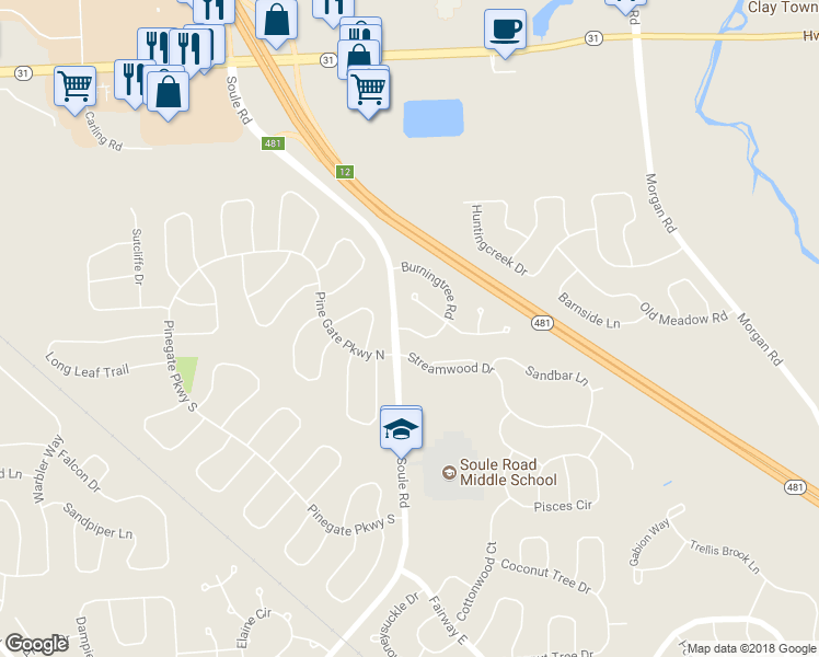 map of restaurants, bars, coffee shops, grocery stores, and more near 4155 Burningtree Road in Liverpool