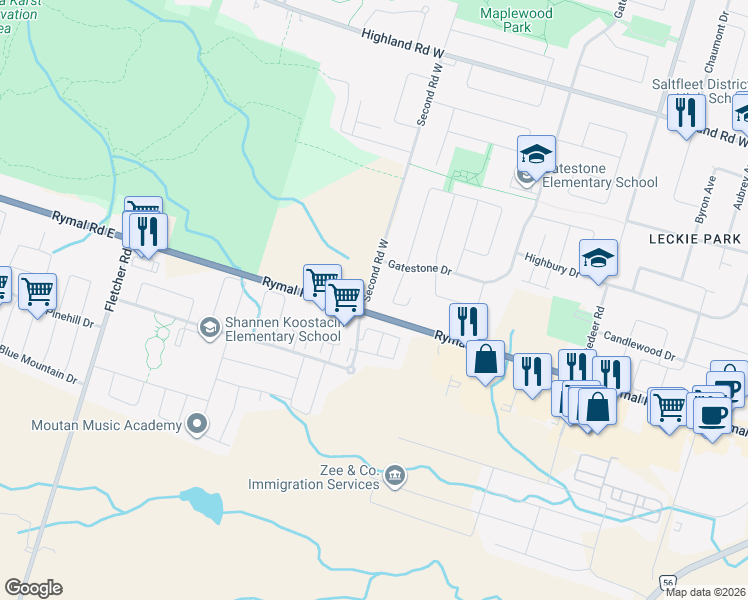 map of restaurants, bars, coffee shops, grocery stores, and more near in Hamilton
