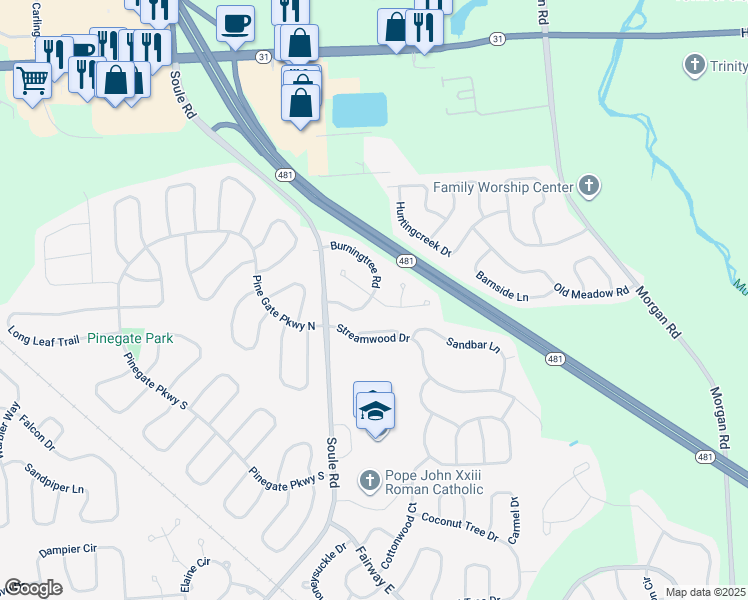 map of restaurants, bars, coffee shops, grocery stores, and more near 8400A Shallowcreek Road in Liverpool