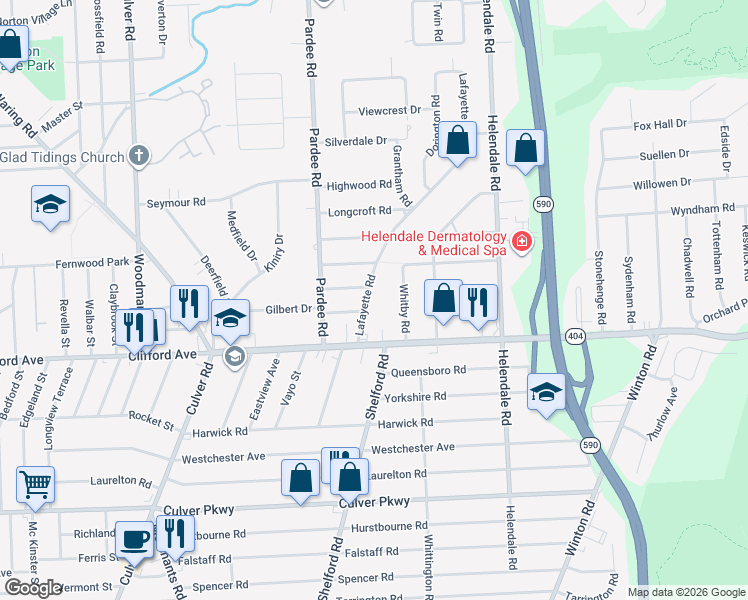 map of restaurants, bars, coffee shops, grocery stores, and more near in Rochester