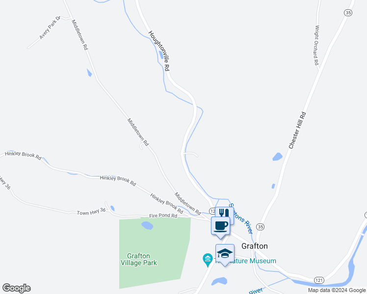 map of restaurants, bars, coffee shops, grocery stores, and more near 366 Houghtonville Road in Grafton