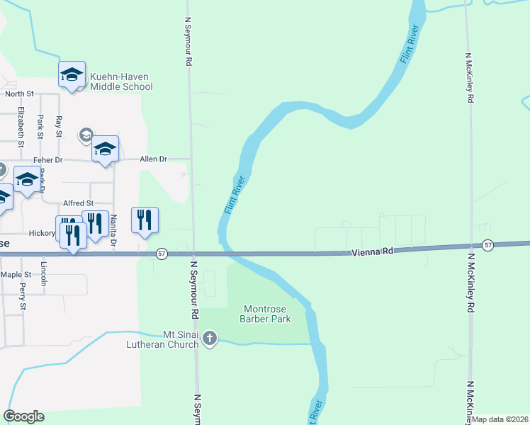 map of restaurants, bars, coffee shops, grocery stores, and more near 10082 Vienna Road in Montrose