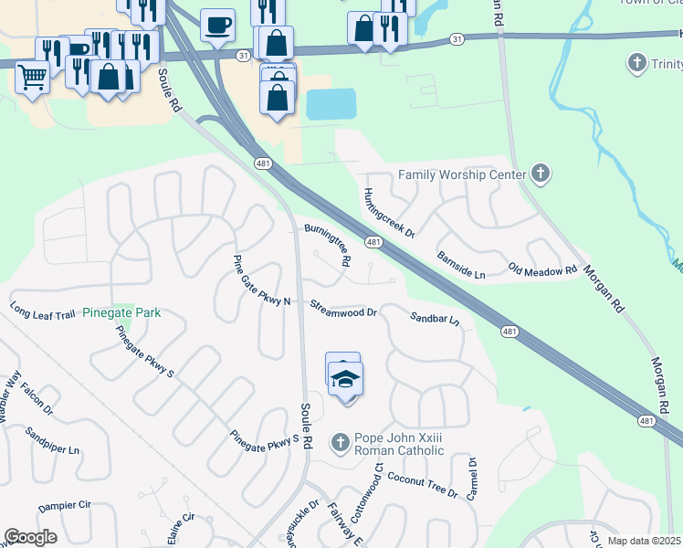 map of restaurants, bars, coffee shops, grocery stores, and more near 8400A Shallowcreek Road in Liverpool