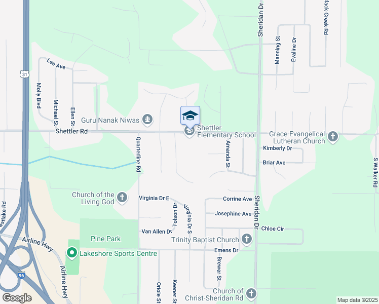map of restaurants, bars, coffee shops, grocery stores, and more near 2187 Shettler Road in Muskegon