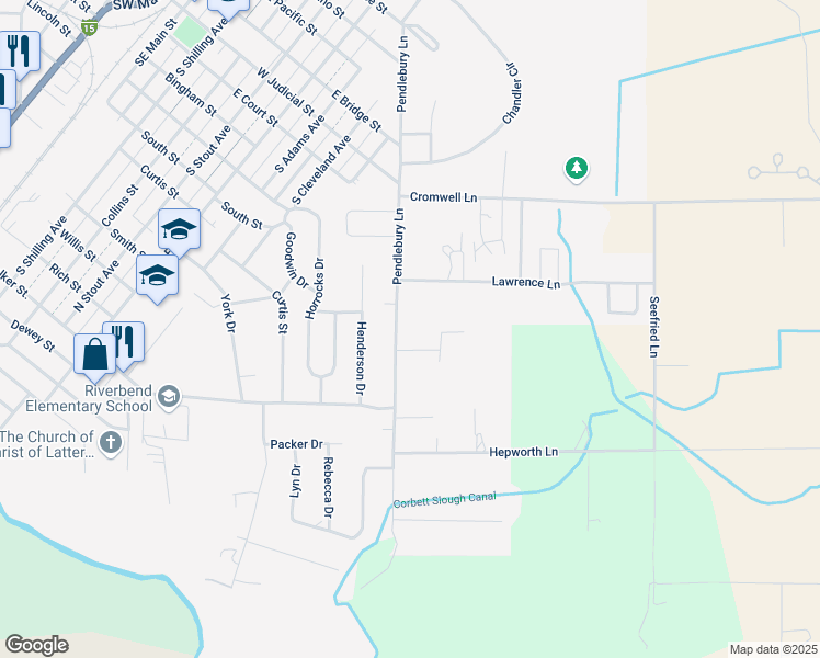 map of restaurants, bars, coffee shops, grocery stores, and more near 800 Pendlebury Lane in Blackfoot