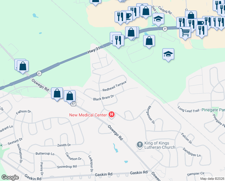 map of restaurants, bars, coffee shops, grocery stores, and more near 3610 Redhead Terrace in Liverpool