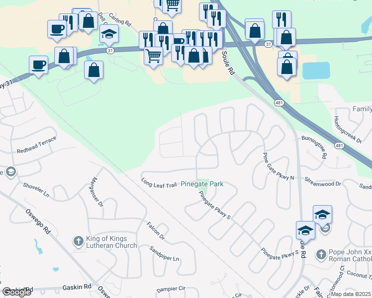 map of restaurants, bars, coffee shops, grocery stores, and more near 8402 Sutcliffe Dr in Liverpool
