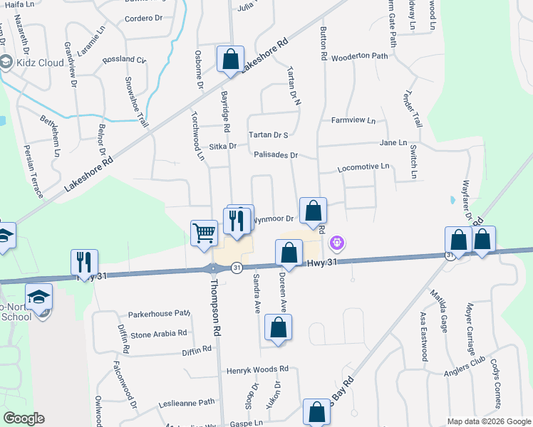 map of restaurants, bars, coffee shops, grocery stores, and more near 6171 Wynmoor Drive in Cicero