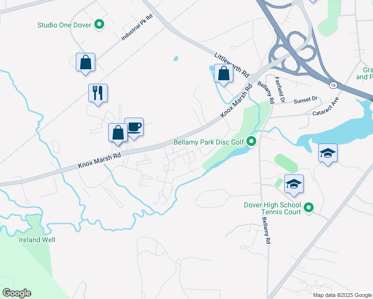 map of restaurants, bars, coffee shops, grocery stores, and more near 11 Karolina Drive in Dover