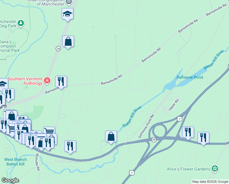 map of restaurants, bars, coffee shops, grocery stores, and more near 116 Hemlock Ridge Road in Manchester
