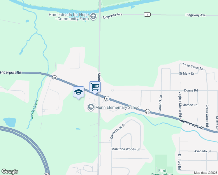 map of restaurants, bars, coffee shops, grocery stores, and more near 2314 Spencerport Road in Rochester