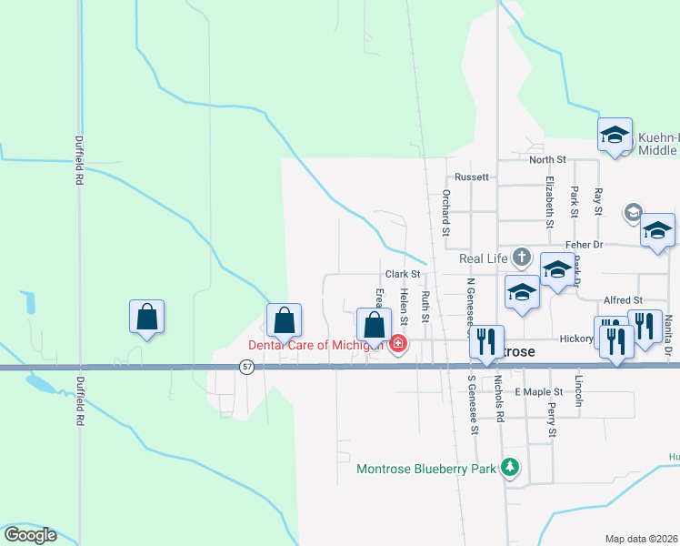 map of restaurants, bars, coffee shops, grocery stores, and more near 308.5 West State Street in Montrose