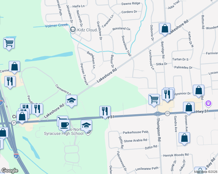 map of restaurants, bars, coffee shops, grocery stores, and more near 8461 Rollercoaster Drive in Cicero