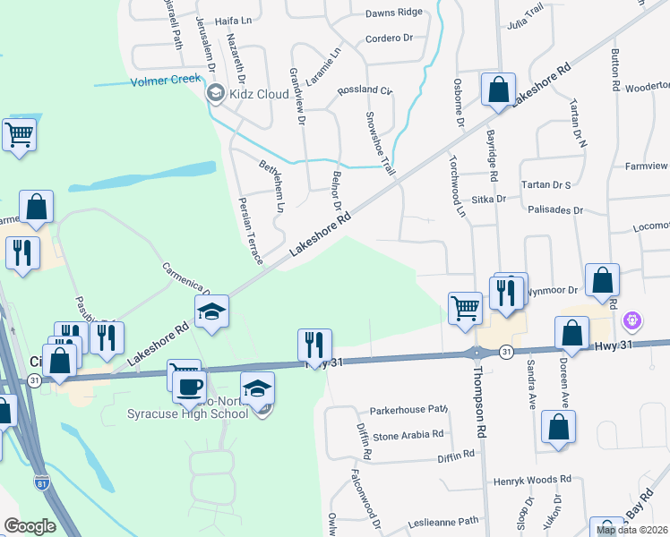 map of restaurants, bars, coffee shops, grocery stores, and more near 8461 Rollercoaster Drive in Cicero