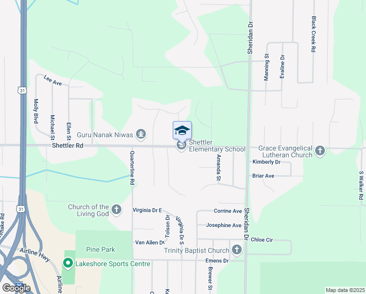 map of restaurants, bars, coffee shops, grocery stores, and more near 2187 Shettler Road in Muskegon