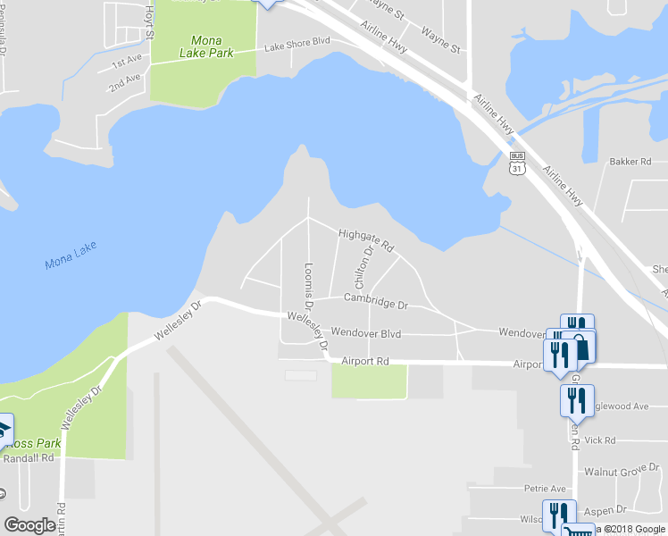 map of restaurants, bars, coffee shops, grocery stores, and more near 4065 Stamford Drive in Norton Shores